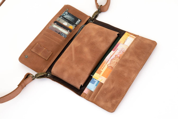 Tan SafariSling Travel Wallet