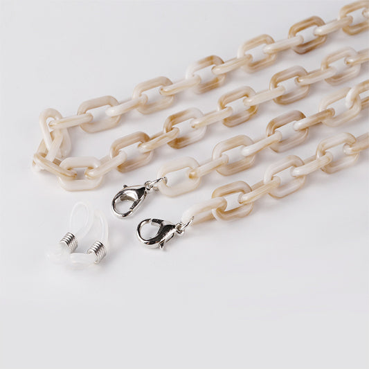 Beige Tortoise Shell Finish Chain Link Sunglasses Strap