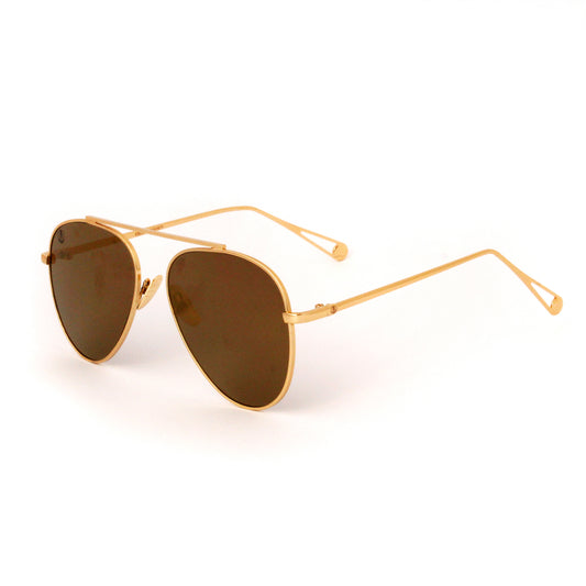 Gold With Brown Gradient Lense Single Bridge Aviator - Escape Society