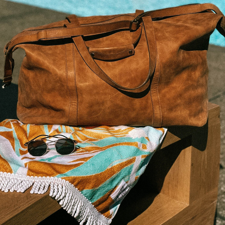Tan Full Grain Leather Nomadic Weekender