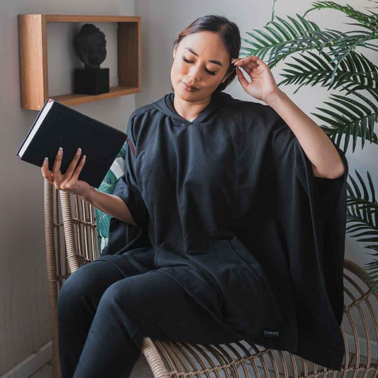 Black Tsala Loungewear Sweat Poncho