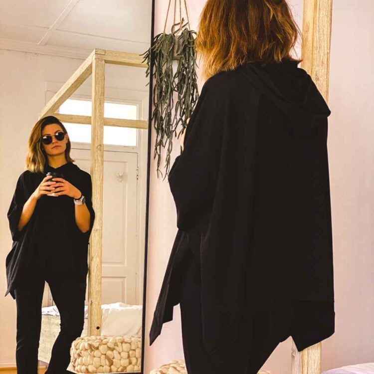 Black Tsala Loungewear Sweat Poncho