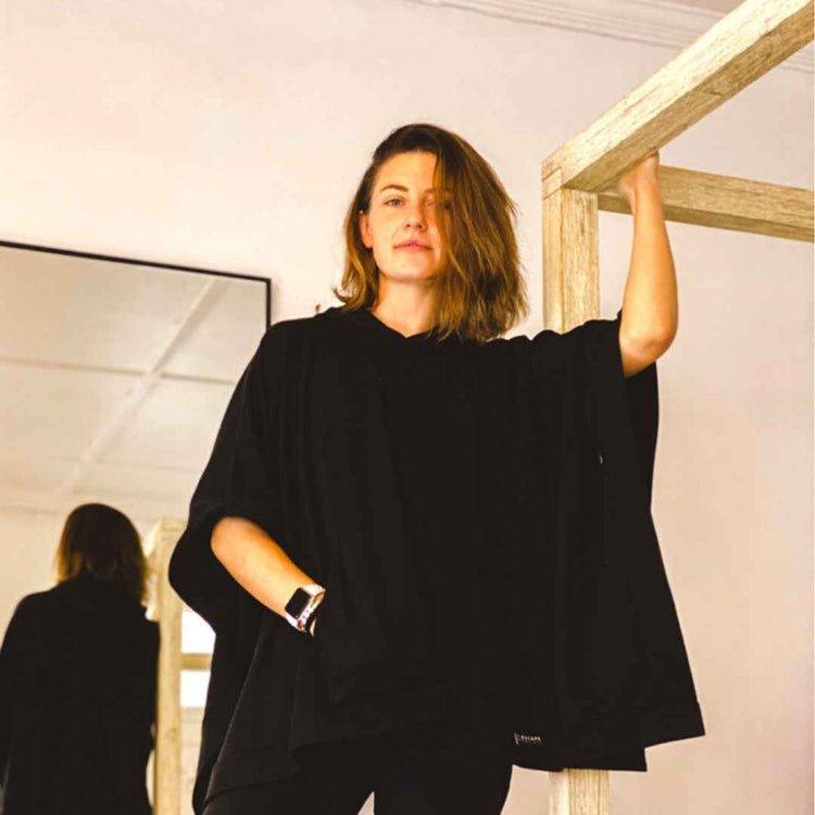 Black Tsala Loungewear Sweat Poncho