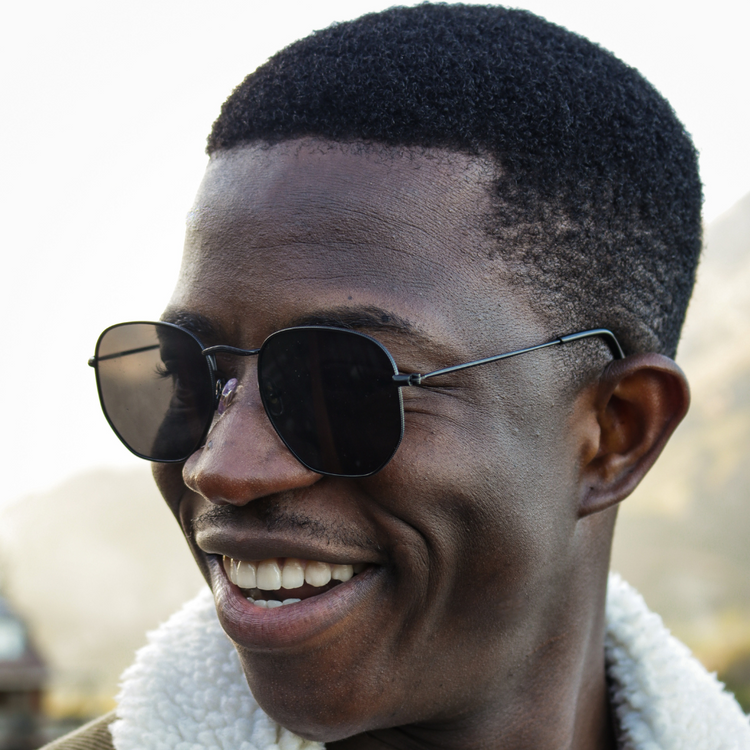 Black Vintage Hexagon Lens With Metal Frame