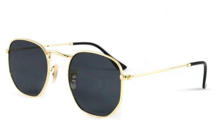 Gold Vintage Hexagon Lens With Metal Frame