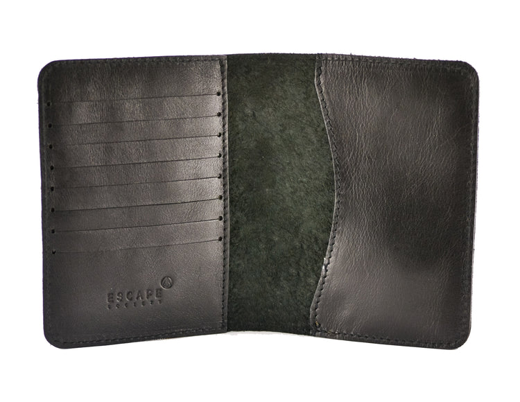 Black Genuine Leather Passport Holder - Escape Society