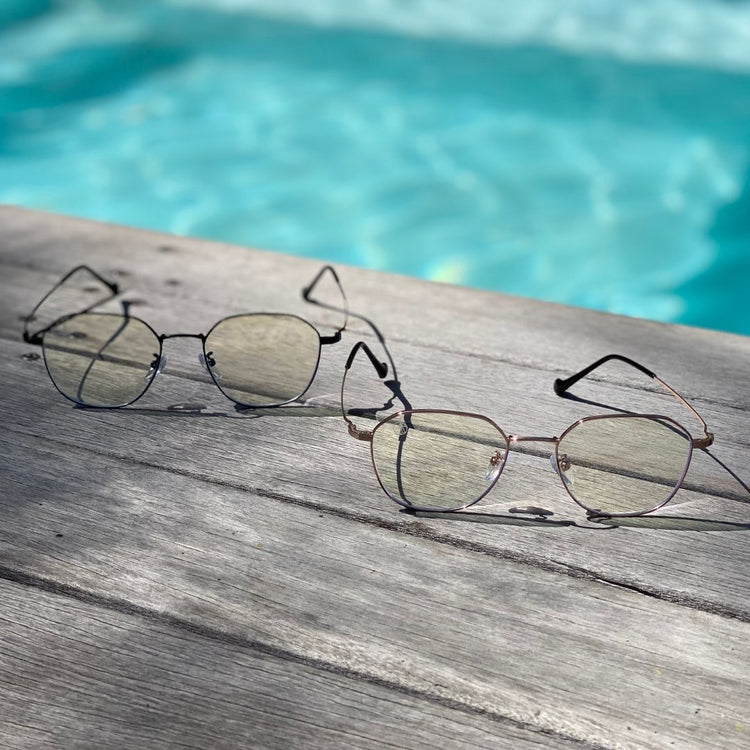 Black Blue Light Blocking Hexagon Lens