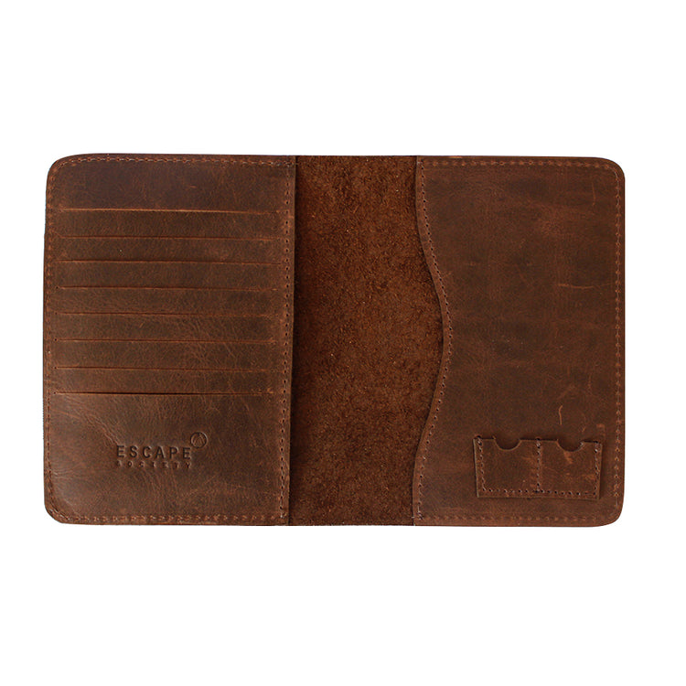 Chocolate Brown Genuine Leather Passport Holder