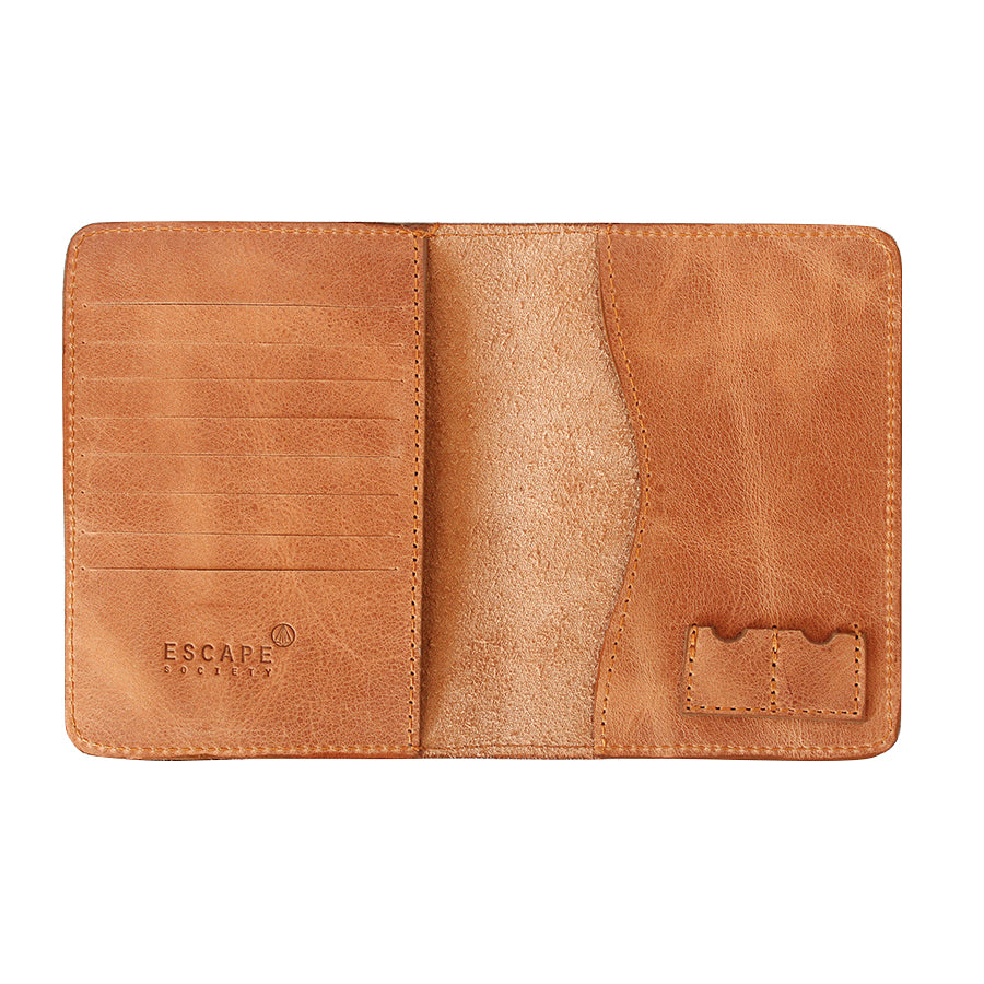 Tan Genuine Leather Passport Holder