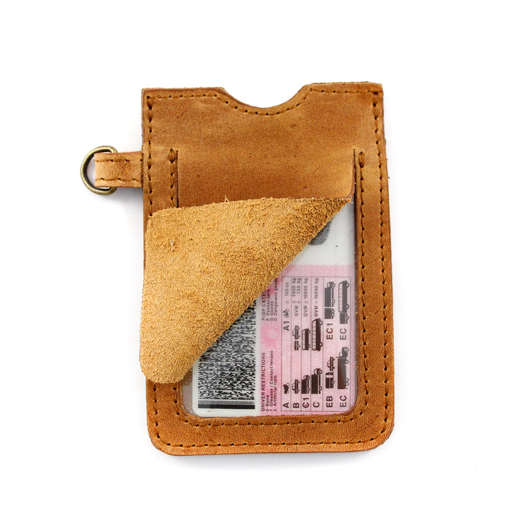 Tan Leather Lanyard Card Holder - Escape Society