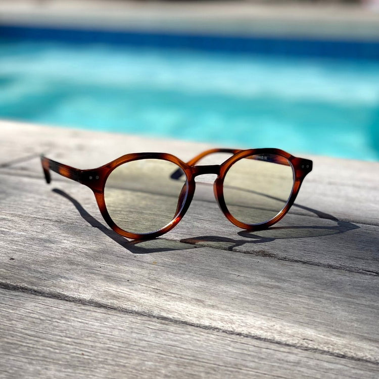 Tortoise Shell Blue Light Blocking Keyhole Round Lens