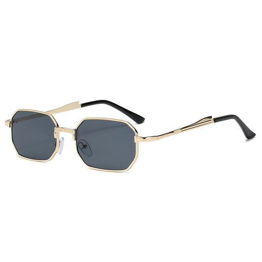 Gold Vintage Slim Hexagon Lens With Metal Frame