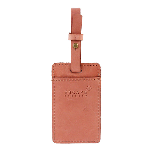Dusty Pink Utility Leather Luggage Tag - Escape Society