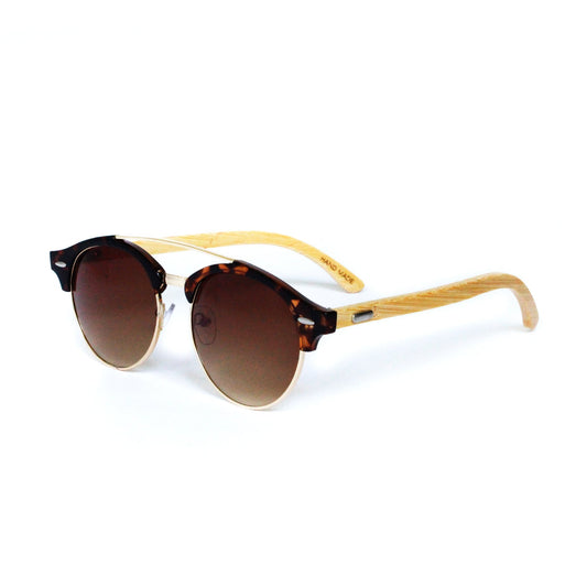 Tortoise Shell Round Lens With Bamboo Temple - Escape Society