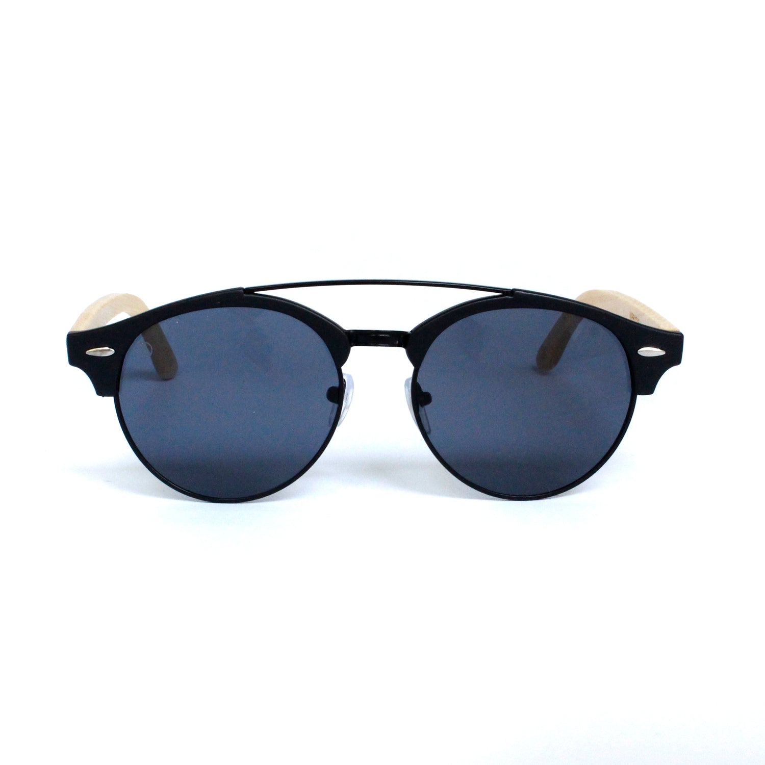 Matte Black Round Lens With Bamboo Temple - Escape Society