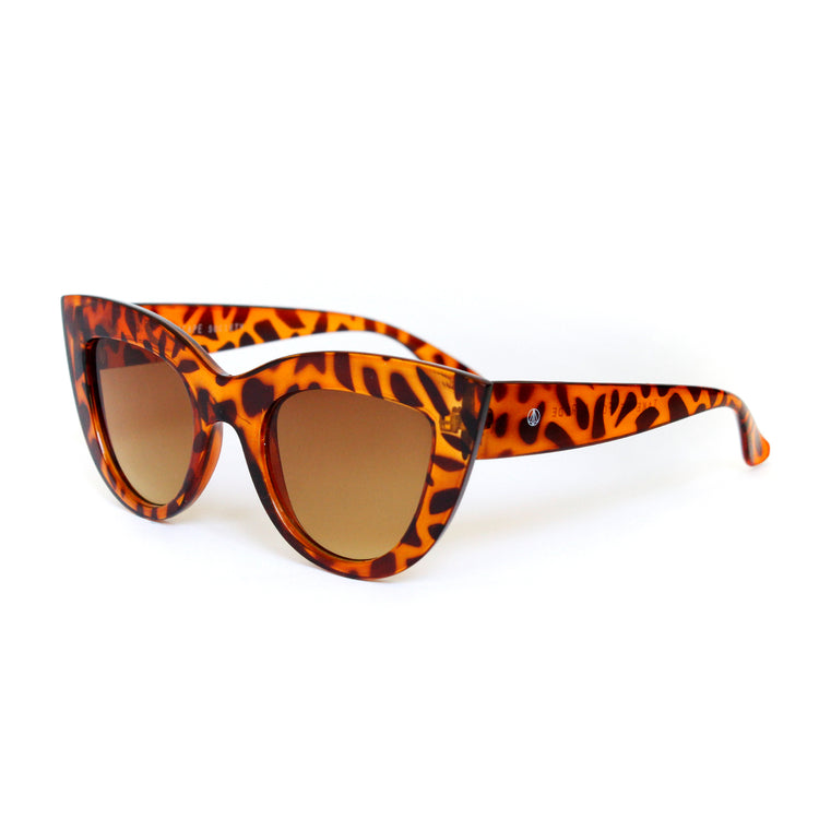 Crystal Tortoise Shell Hooded Brow Cat Eye With Gradient Lens - Escape Society