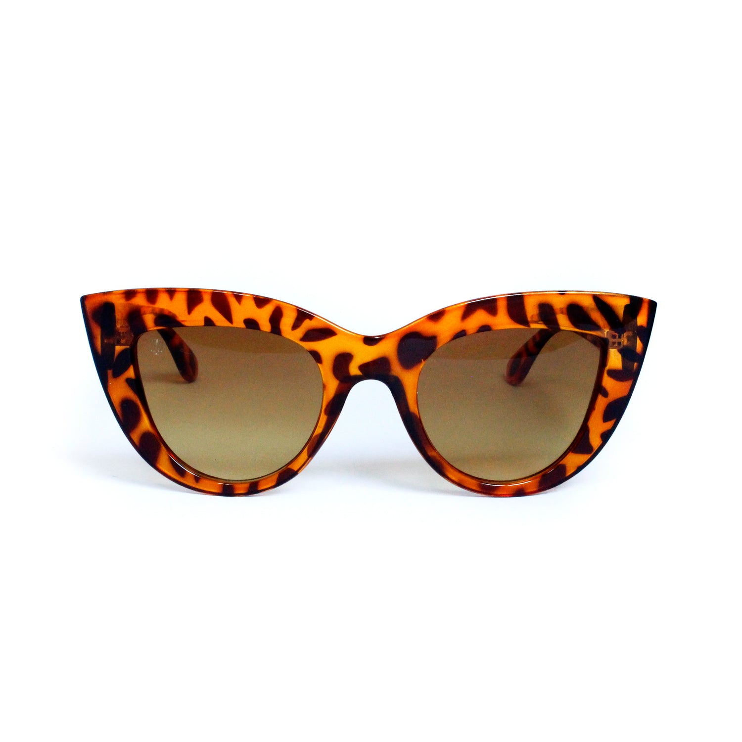 Crystal Tortoise Shell Hooded Brow Cat Eye With Gradient Lens - Escape Society