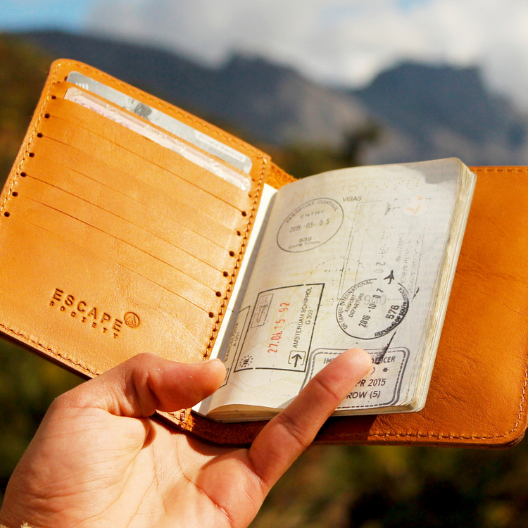 Tan Genuine Leather Passport Holder