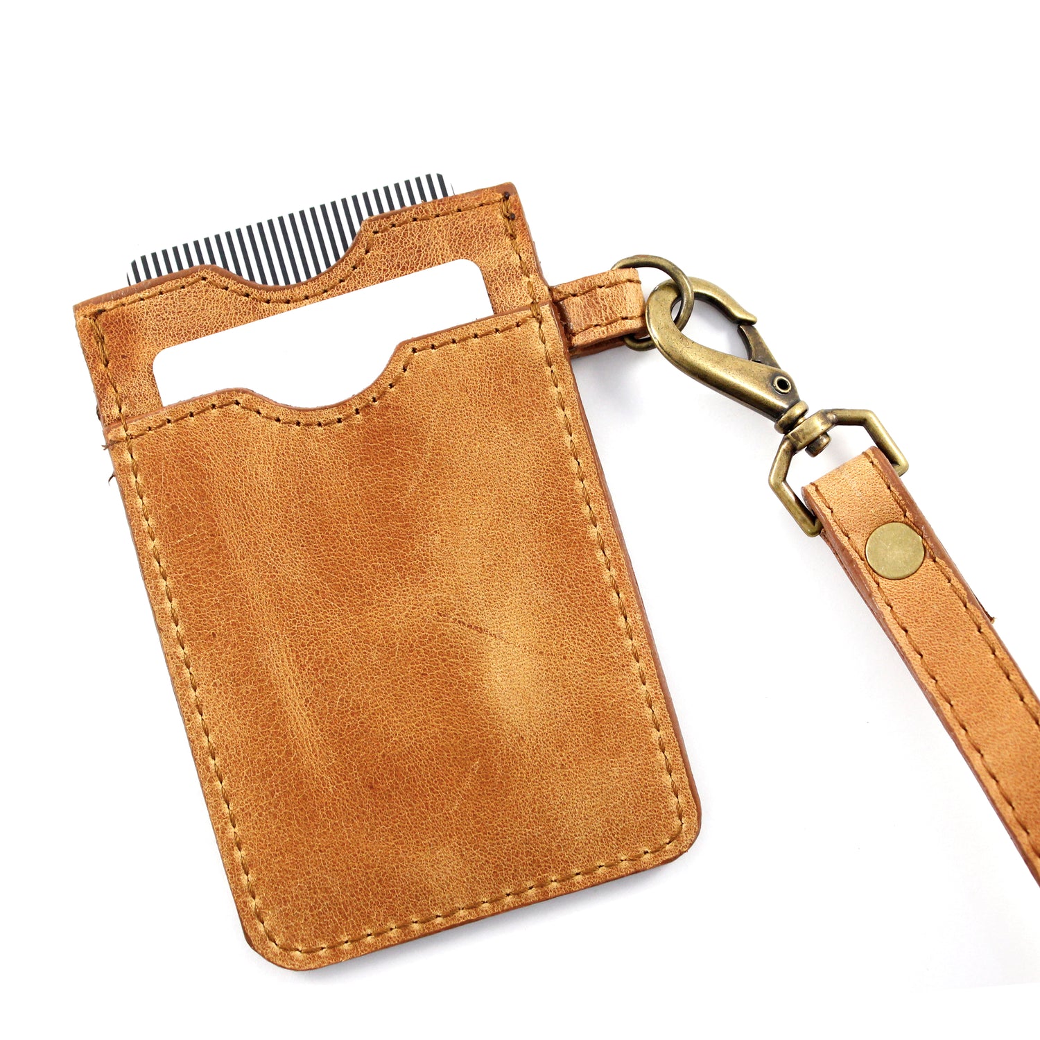 Tan Leather Lanyard Card Holder - Escape Society