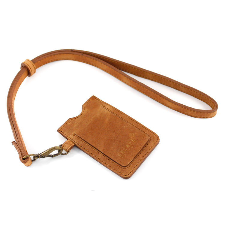Tan Leather Lanyard Card Holder - Escape Society