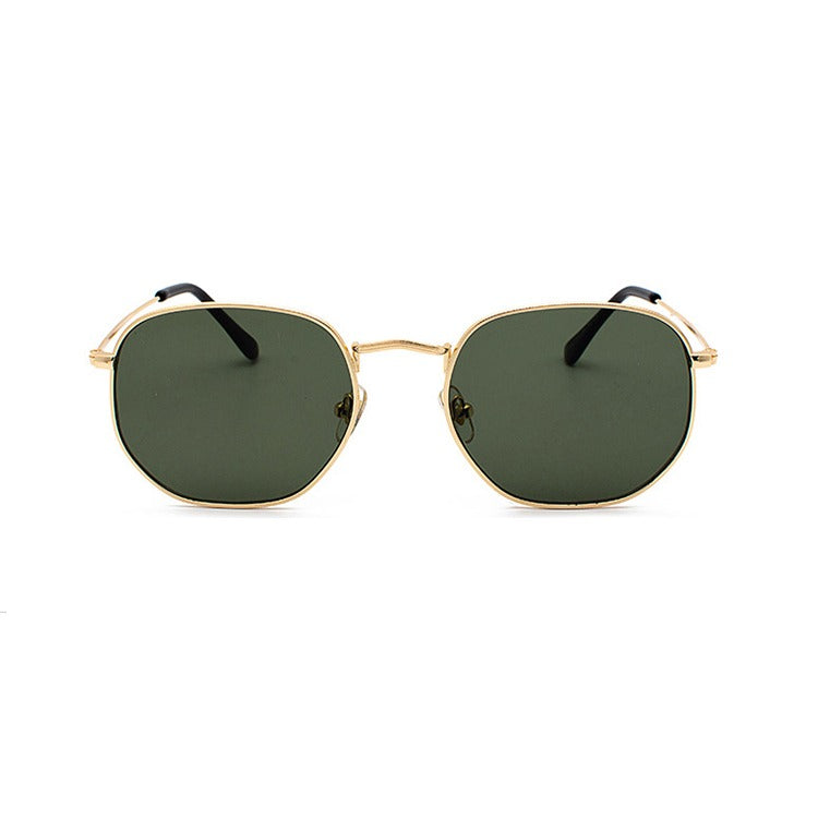 Gold Vintage Hexagon With Olive Tint Lens
