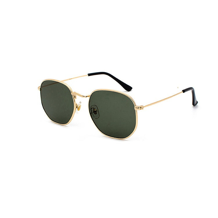 Gold Vintage Hexagon With Olive Tint Lens