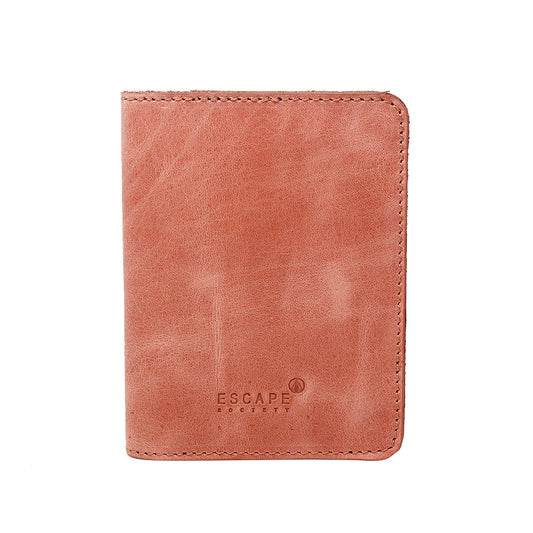 Dusty Pink Genuine Leather Passport Holder - Escape Society