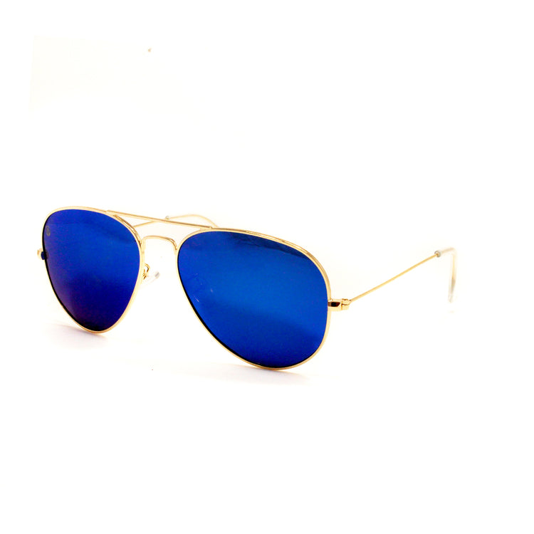Gold Metal Aviator With Ocean Blue Lens - Escape Society