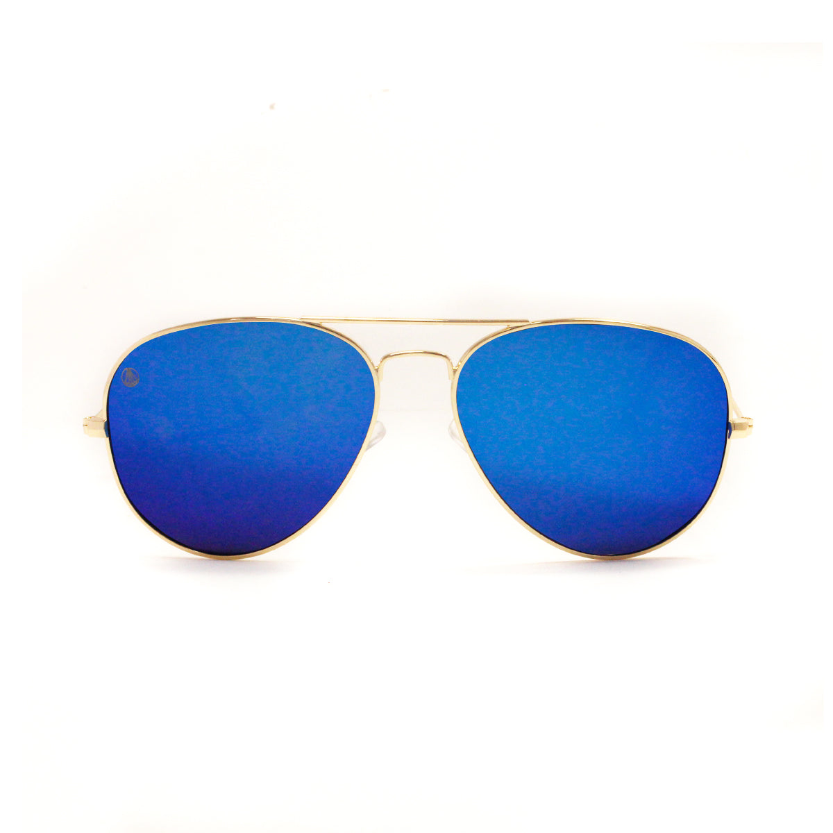Gold Metal Aviator With Ocean Blue Lens - Escape Society