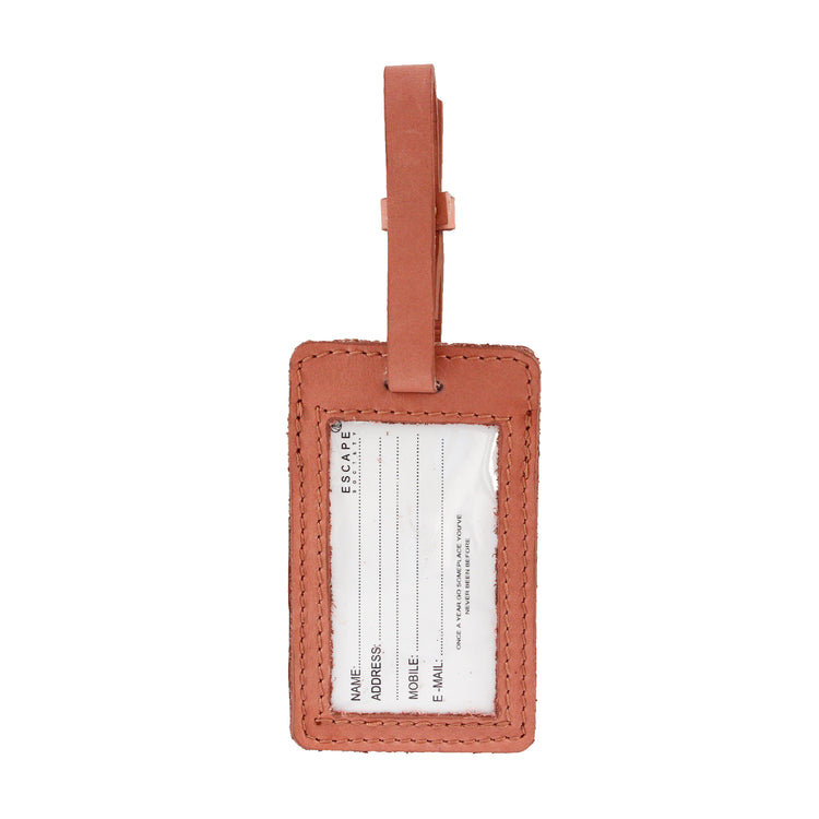 Dusty Pink Utility Leather Luggage Tag - Escape Society