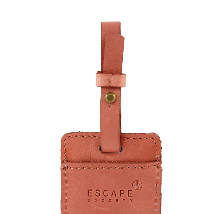Dusty Pink Utility Leather Luggage Tag - Escape Society