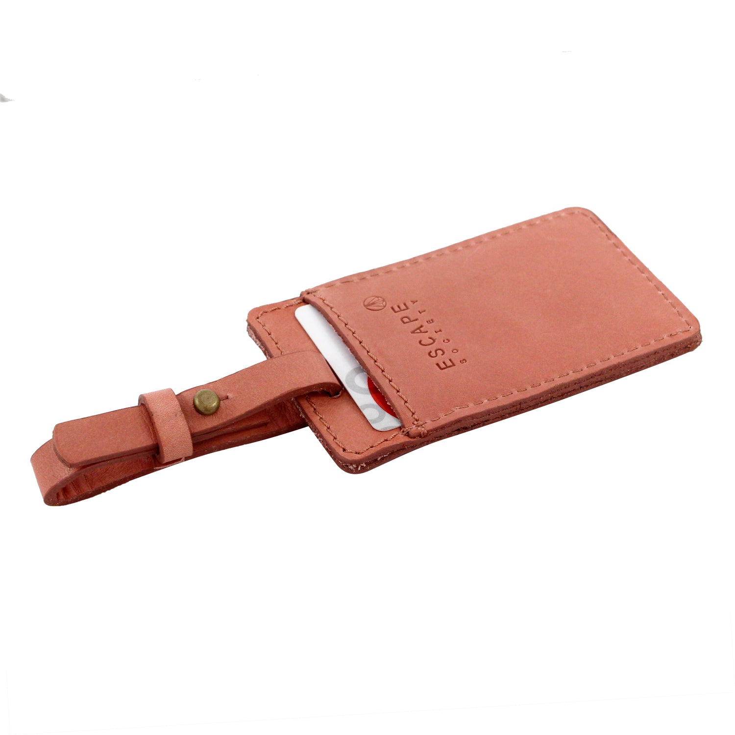 Dusty Pink Utility Leather Luggage Tag - Escape Society